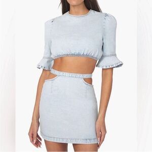 We Wore What Cut Out Light โDenim Mini Skirt sz S NWT